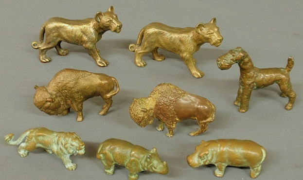 Eight bronze and bronze-type animals