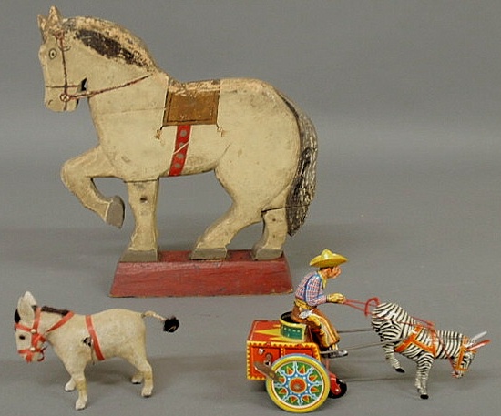 Paint decorated wood flat horse 156954