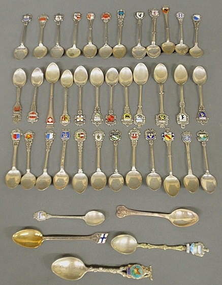Collection of forty-one souvenir spoons