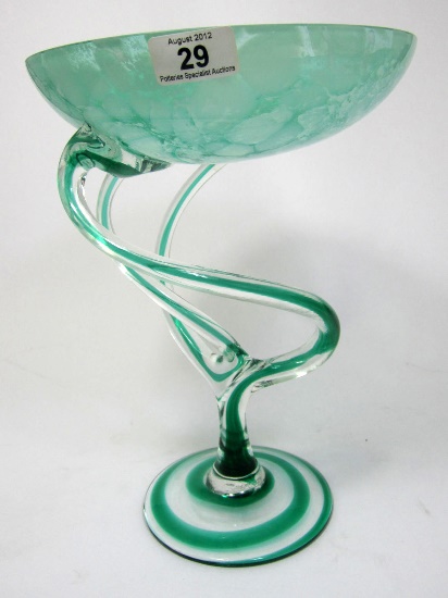 A Modern Green Glass Twist Centrepiece