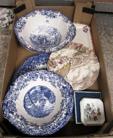 Tray comprising Blue and White Serving