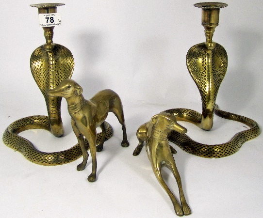 Pair of Snake Brass Candlesticks 1569c3