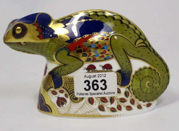 Royal Crown Derby Paperweight Chameleon