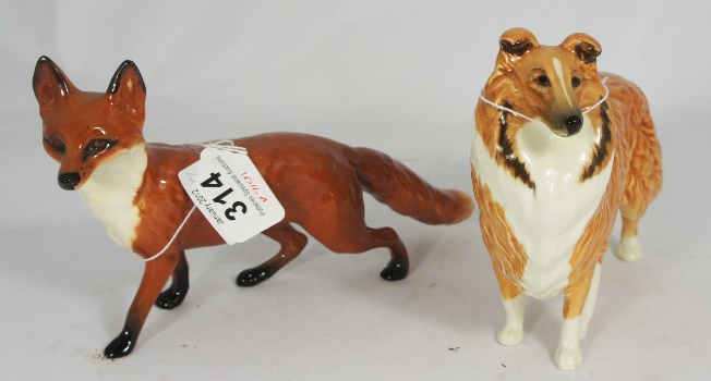 Beswick Standing Fox 1016 and a 156bee