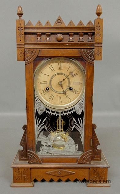 Victorian walnut shelf clock with