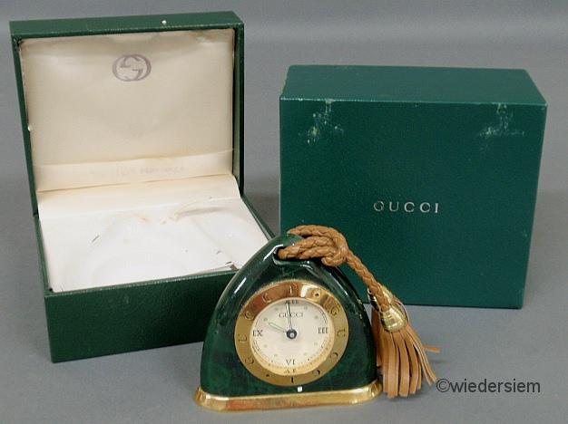 Gucci malachite cased Swiss travel 1595b8