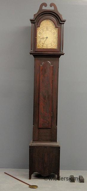 Pine tall case clock 19th c with 1595cc