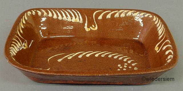 Redware loaf dish 19th c. with slip