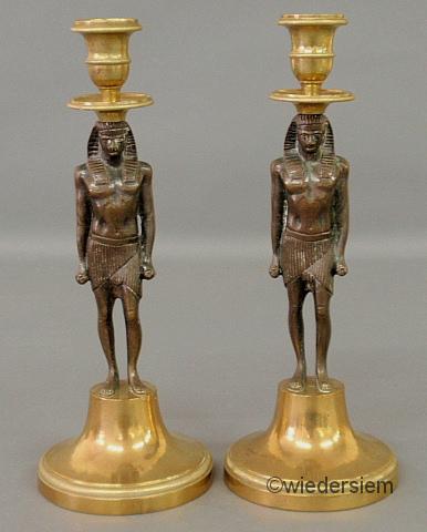 Pair of bronze/brass Egyptian figural
