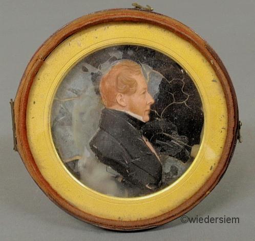 Painted wax side profile of a gentleman 1595da