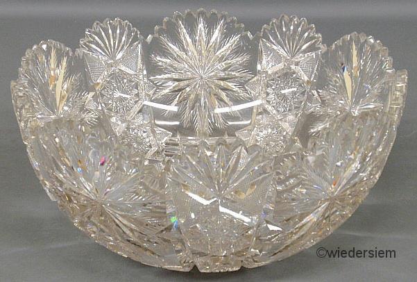 Cut glass punchbowl c.1900 with hobnail
