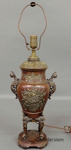 Asian bronze urn 19th c converted 159615