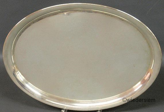 Oval silver tray marked ?835. 17x13