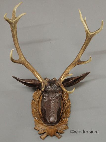 Black Forest carved stag head late 15963d