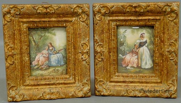 Pair of French miniature paintings