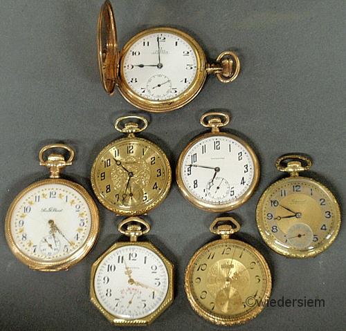 Seven gold filled pocket watches