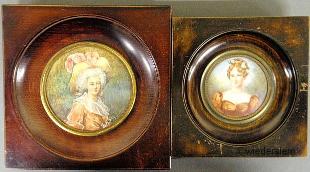 Two French miniature in ivory portraits