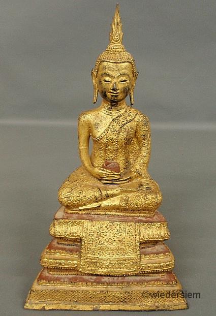 Gilt over metal seated Buddha 19th 1596f9