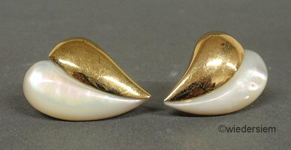 Pair of 14k y g abstract heart 1596fb