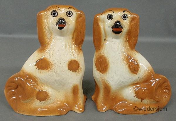 Pair of Staffordshire seated spaniels 159707