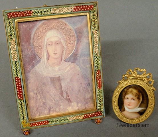 Miniature portrait on porcelain of a