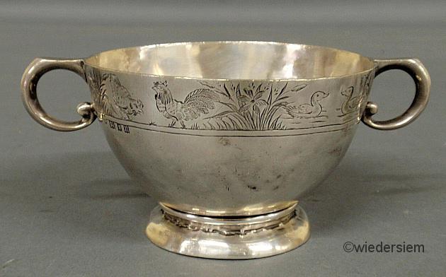 English silver double handled bowl 159725