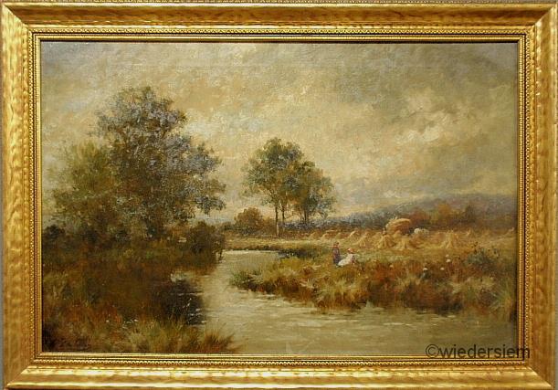 Oil on canvas landscape painting with