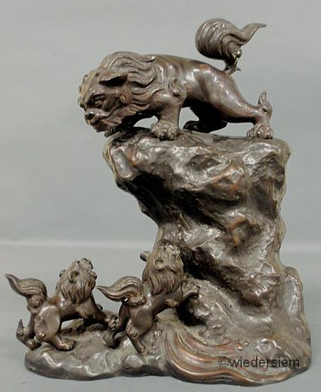 Asian bronze figural group with