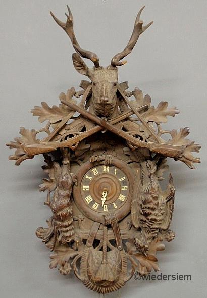 Large Black Forest carved cuckoo clock