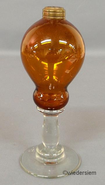 Amber glass fluid lamp 19th c.