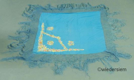 Aqua blue silk shawl or piano drape 15976b