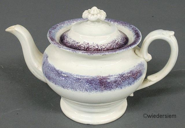Purple spatterware teapot early