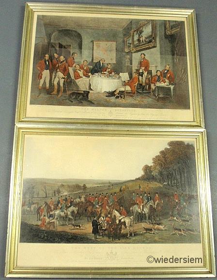 Pair of framed foxhunting prints. 21x28
