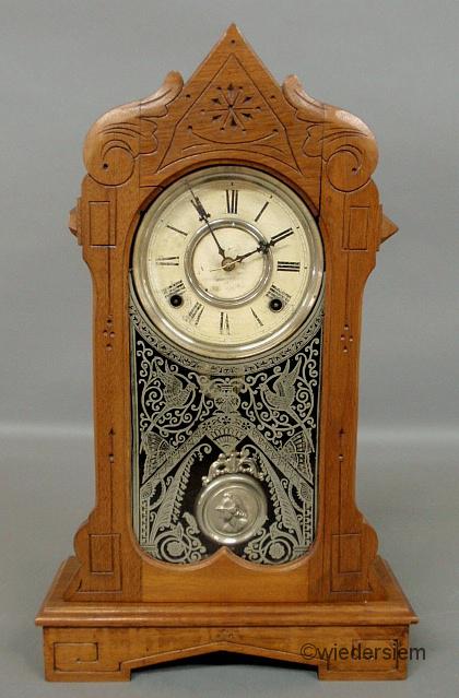 Victorian walnut cased mantel clock  1597a7