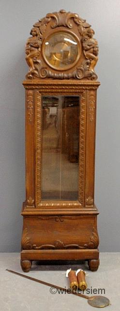 Gustav Becker oak tall case clock 1597ca