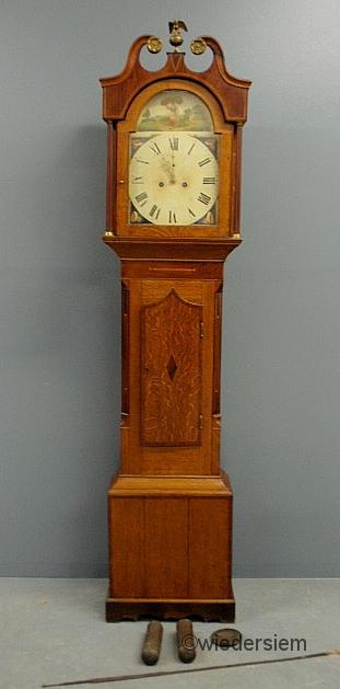 English Hepplewhite inlaid oak tall