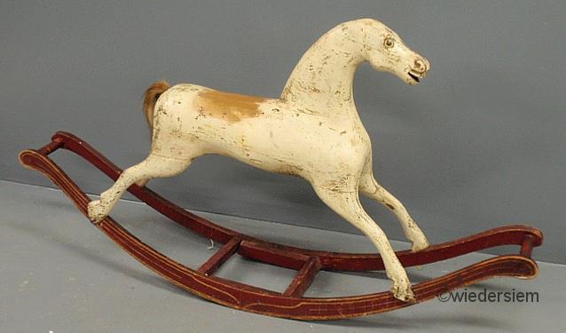 Wooden Victorian childs rocking horse