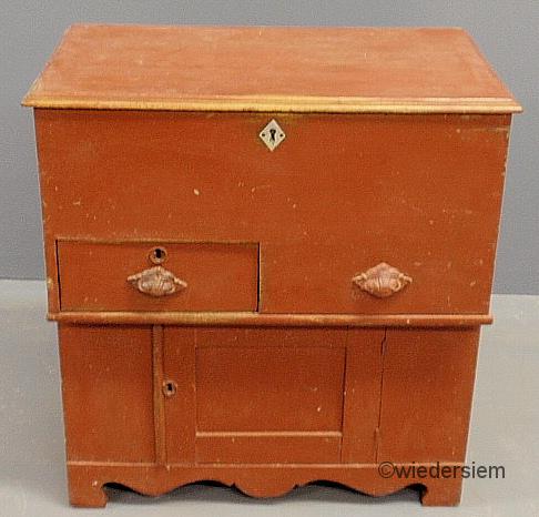 Red painted pine commode late 19th 1597fa