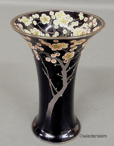 Black cloisonn vase 19th c with 15980b