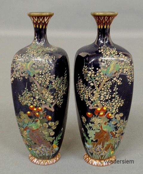 Pair of cloisonné vases 19th c. with