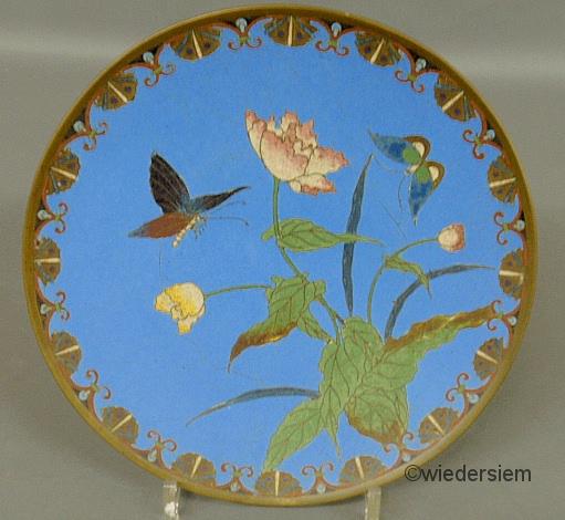 Cloisonn plate 19th c with butterfly 159818