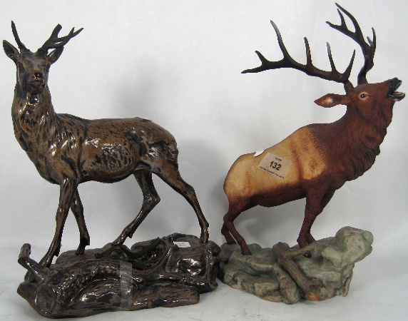 Beswick Stag On Base 2629 In Bronze