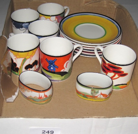 6 Wedgwood Clarice Cliff Deco Cups 1598ef