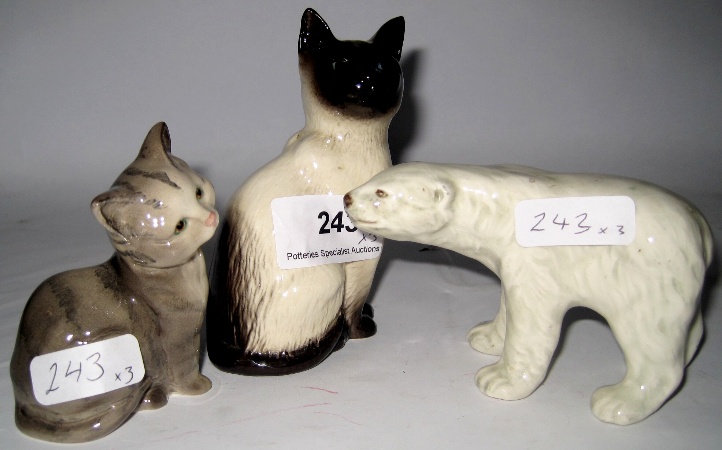 Beswick Seated Siamese Cat 1882 Grey