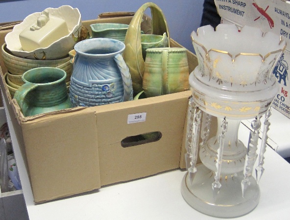 Tray of Mottled Deco Pottery to include