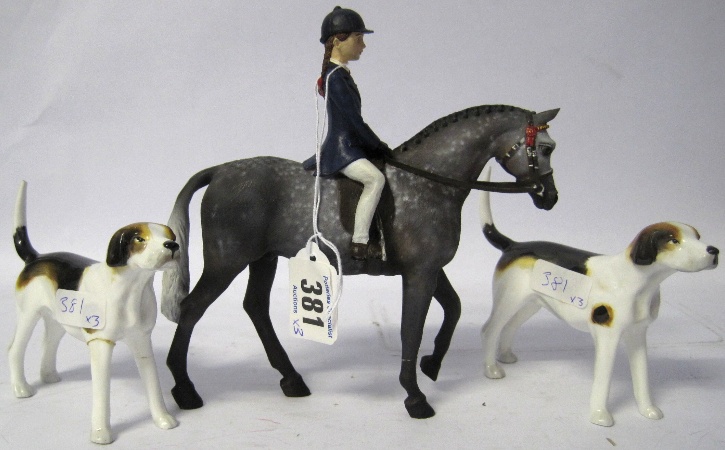 Crown Derby Models two Foxhounds