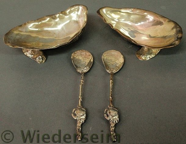 Pair of sterling silver oyster