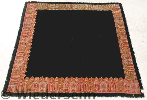 Black homespun table cover with