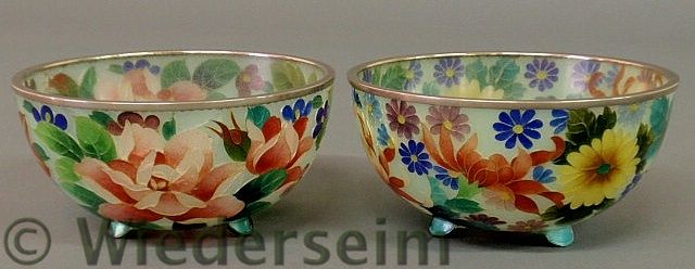 Colorful pair of floral decorated glass