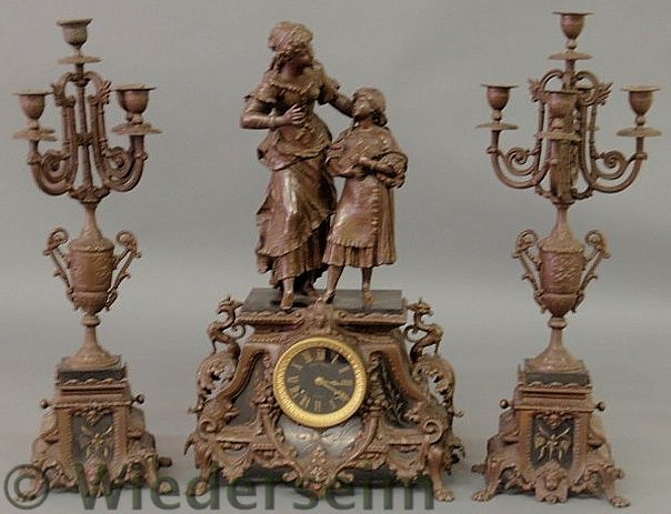 Victorian Spelter metal clock and